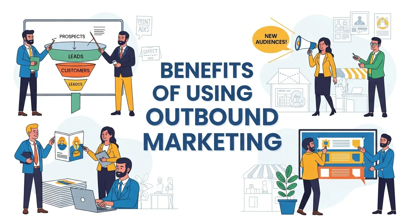 Team using outbound marketing tools to reach new audiences and boost brand visibility