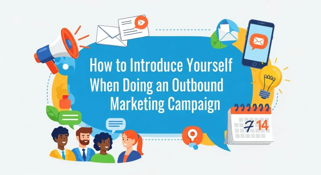 Marketing professional introducing themselves to potential clients during an outbound marketing campaign through email and phone outreach
