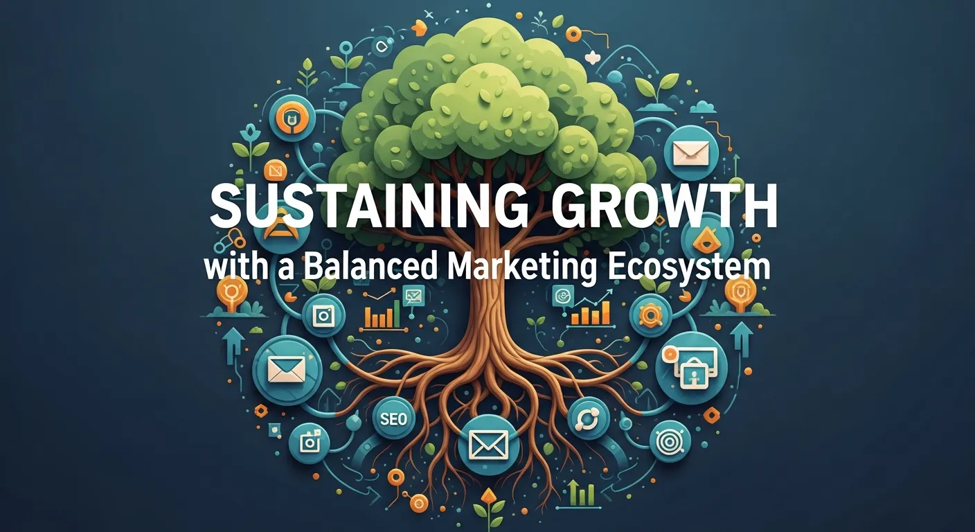 Balanced marketing ecosystem integrating outbound and inbound strategies for sustainable business growth