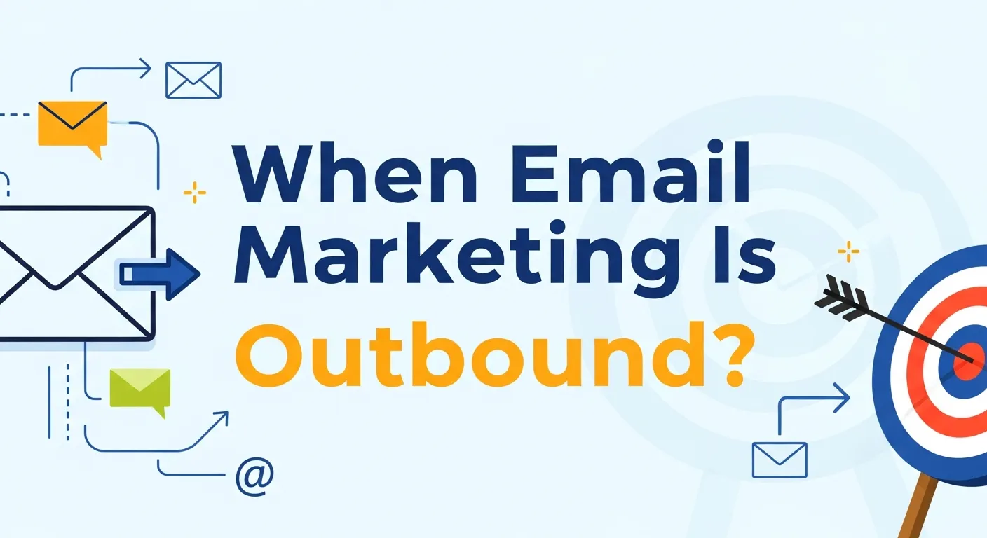 Illustration of a marketer sending an Email Campaign in outbound marketing to new prospects using cold outreach and segmentation