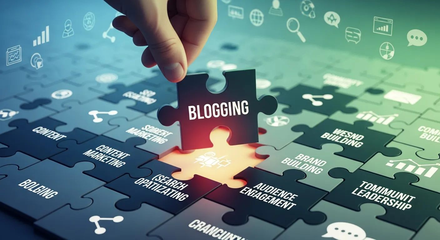 Illustration showing blogging as an inbound marketing strategy that attracts organic visitors and drives long-term ROI