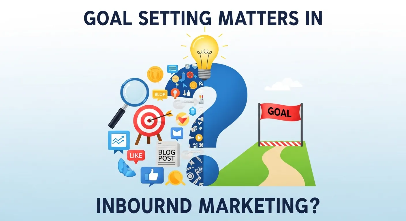 Marketing team setting SMART goals to improve inbound marketing performance.
