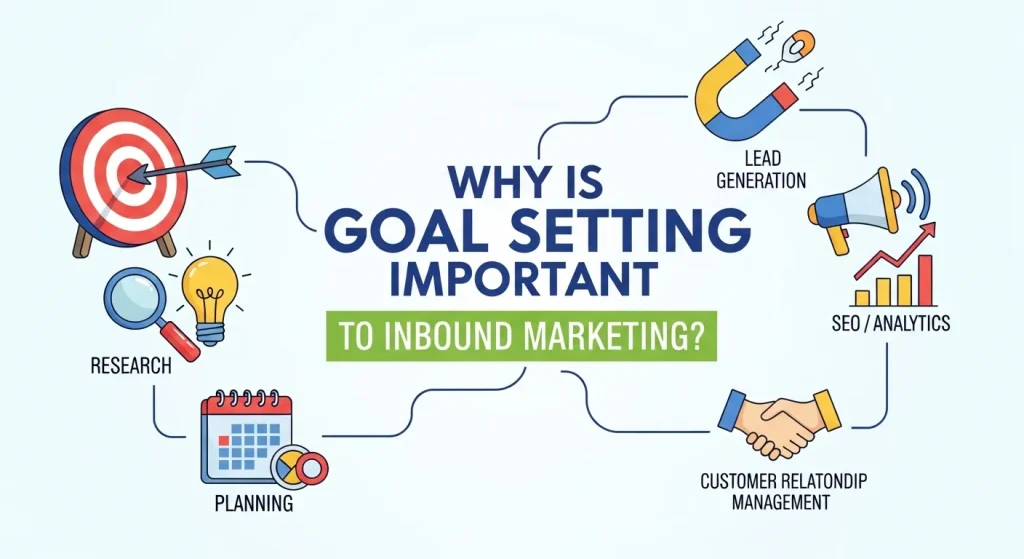 Inbound marketing stages infographic showing attract, convert, close, and delight phases