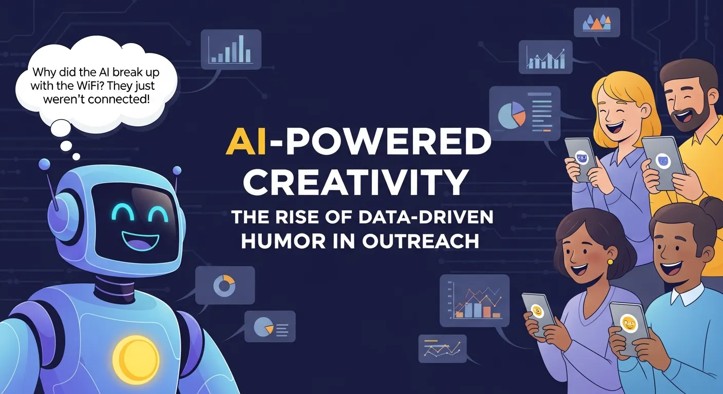 Visualization of AI-generated humorous content tailored for audience engagement, combining data insights with creative messaging