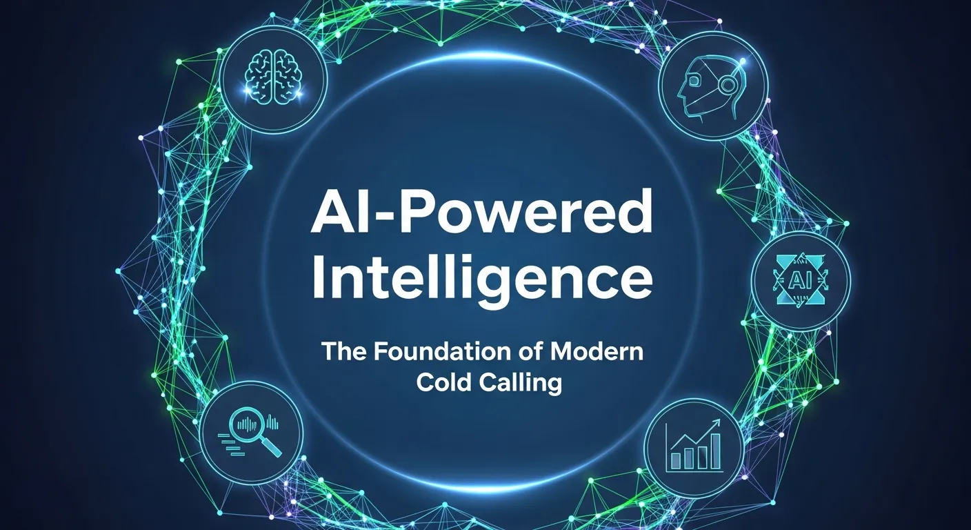 Sales professional using AI-powered intelligence dashboard to analyze buyer intent and improve cold calling effectiveness