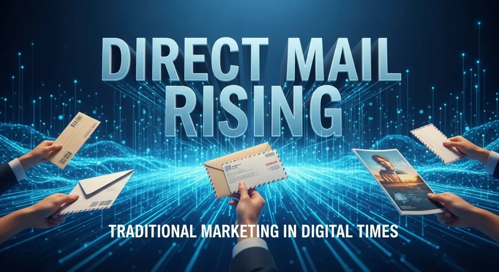 Person opening a creatively designed direct mail envelope representing the revival of traditional marketing in a digital era