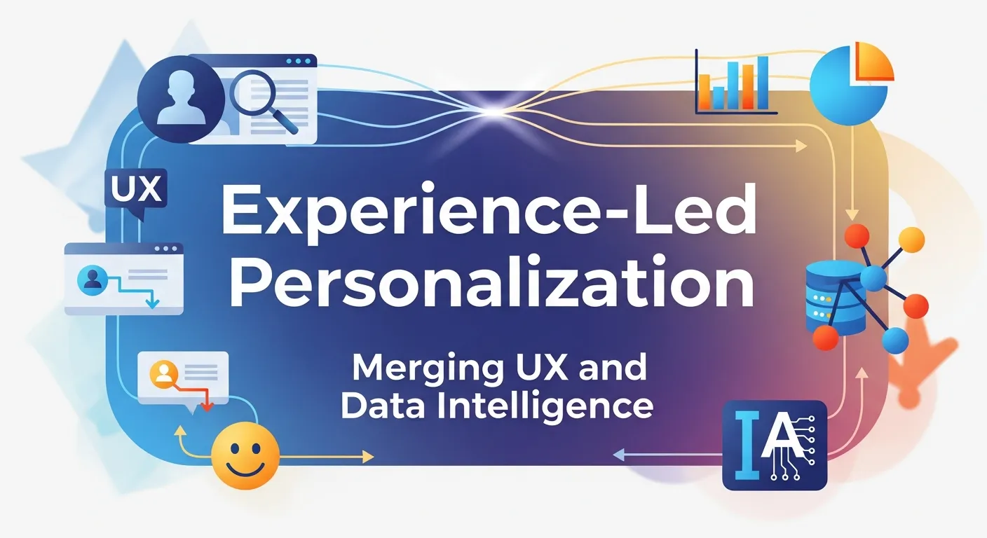 Illustration of user experience design informed by real-time customer data, demonstrating seamless, intuitive digital interactions.