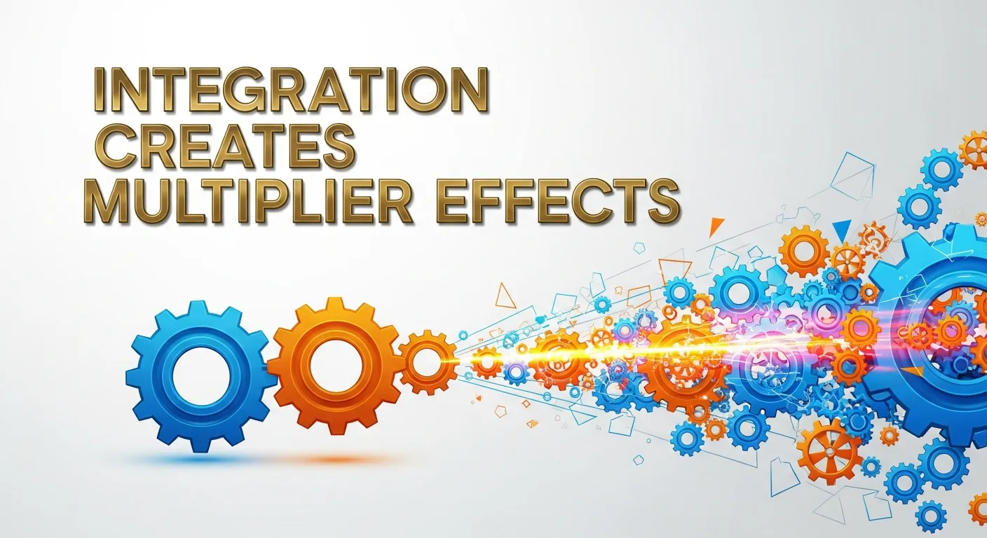 Infographic showing integration of digital marketing and physical outreach creating higher engagement and conversion rates through synchronized multi-channel campaigns.