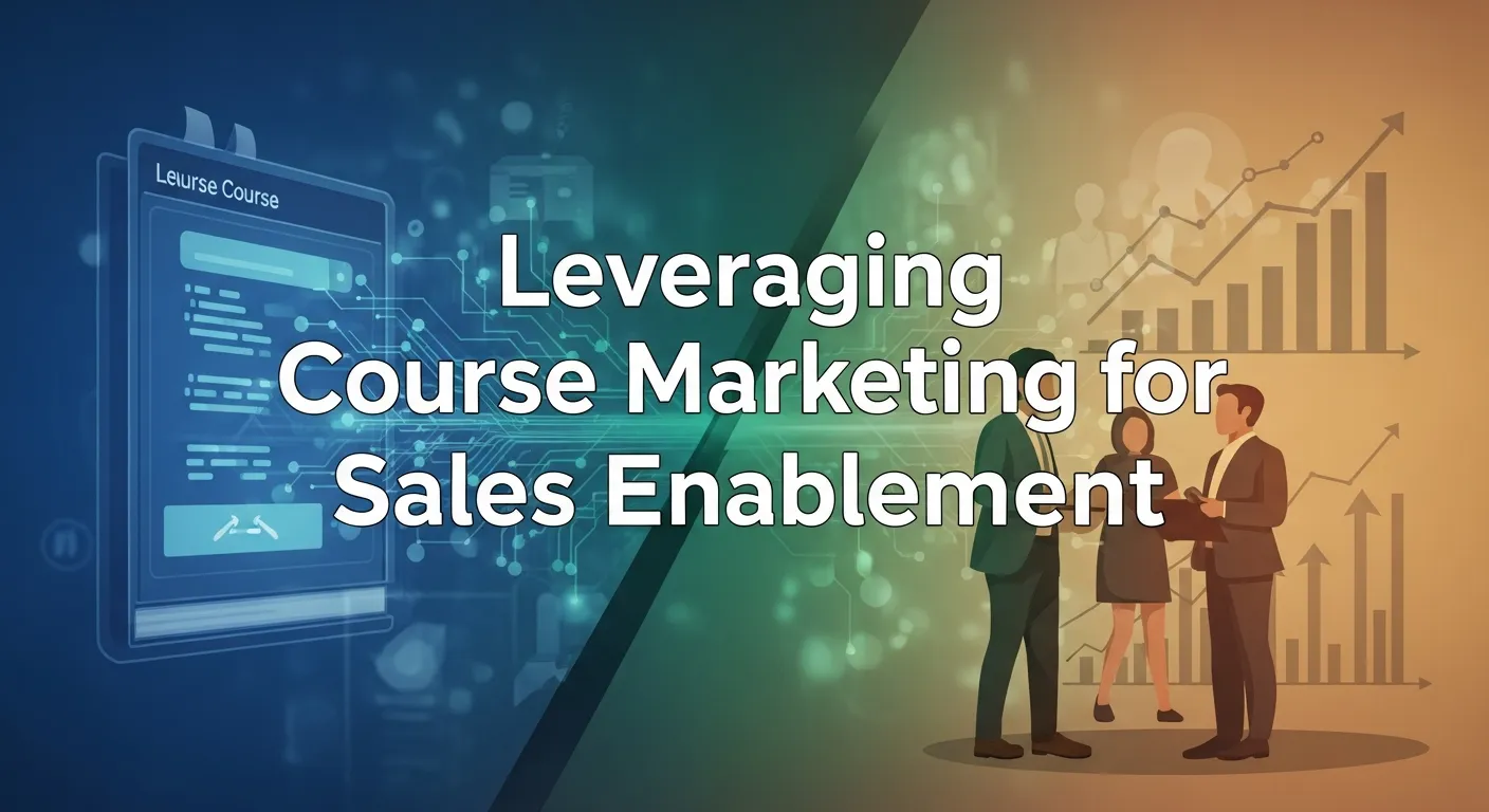 Illustration of an online course being used as a marketing asset to support sales teams and engage prospects