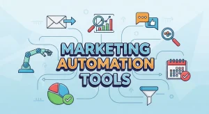 Dashboard of marketing automation tools showing features for managing inbound and outbound campaigns, including email workflows, lead tracking, and analytics.