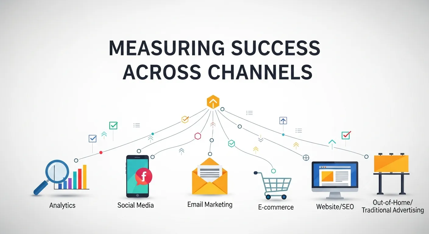 Analytics dashboard showing multi-touch attribution, conversion rates, and engagement metrics for integrated marketing automation