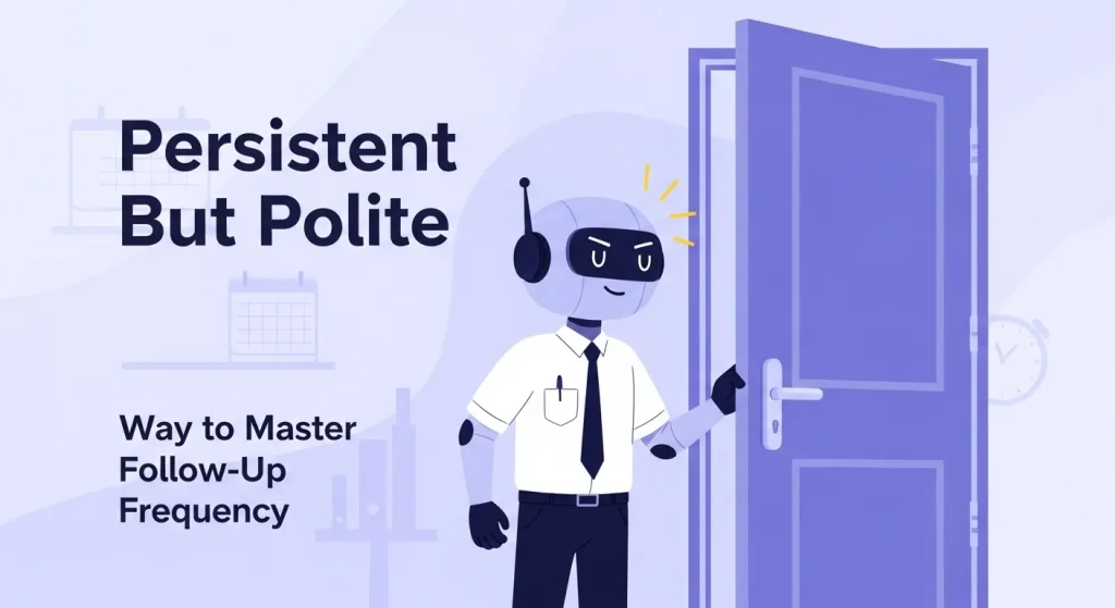 Illustration of ethical follow-up frequency in sales and marketing showing balanced communication, data analytics, and human connection
