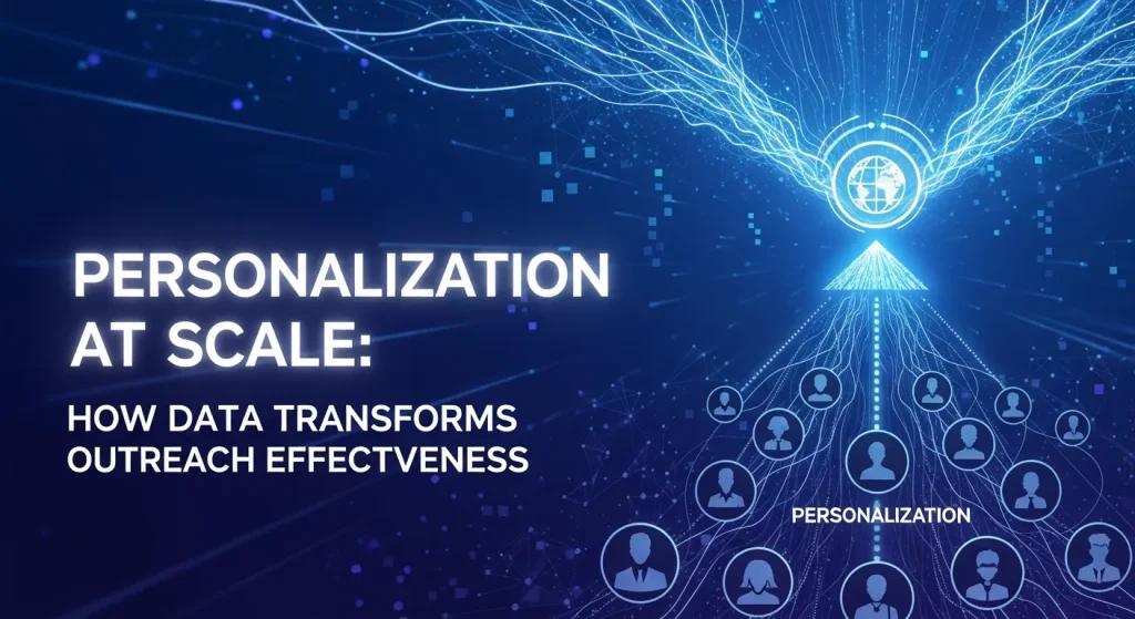Illustration of data-driven marketing showing tailored customer interactions at scale, highlighting how insights transform outreach effectiveness.