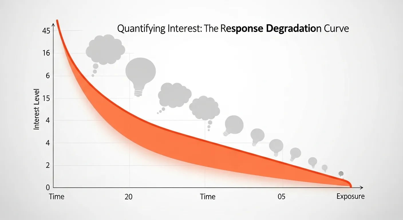 Graph showing response degradation curve illustrating how prospect interest decreases over time without follow-ups