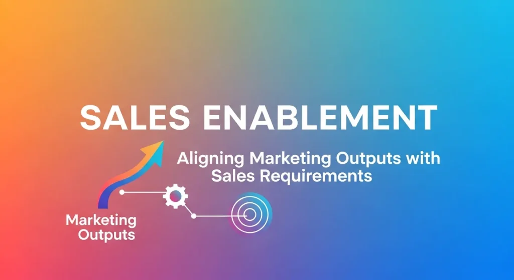 Illustration of sales enablement showing collaboration between marketing and sales teams to align strategies and drive revenue growth