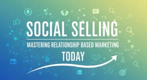 Professional marketer engaging with clients through social media platforms, symbolizing social selling and relationship-based marketing in a digital business environment