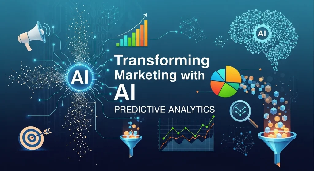 Transforming Marketing with AI using predictive analytics to forecast customer behavior, optimize campaigns, and drive data-driven marketing strategies.