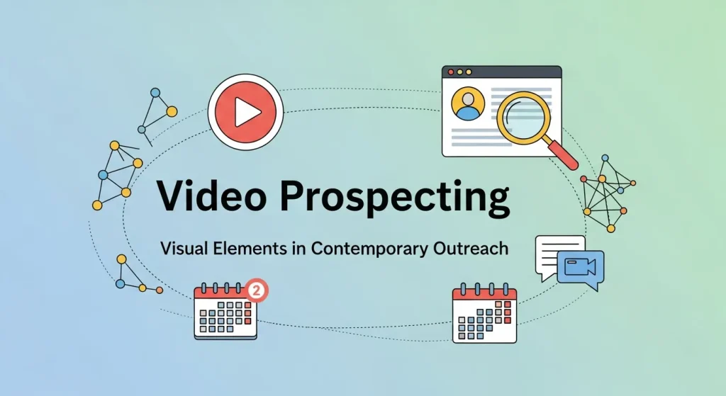 Sales professional recording a Video Prospecting message for prospect outreach using visual elements