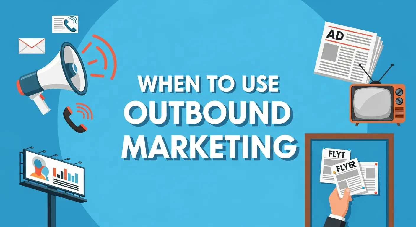 Business team launching a new product campaign using outbound marketing strategies like online ads, billboards, and social media promotion.