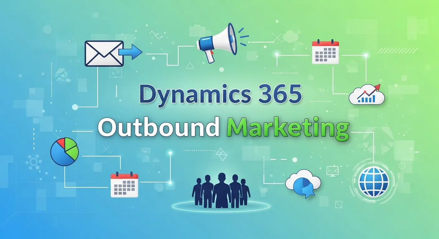 Dynamics 365 Outbound Marketing dashboard showing email campaign design and customer journey editor for marketing automation