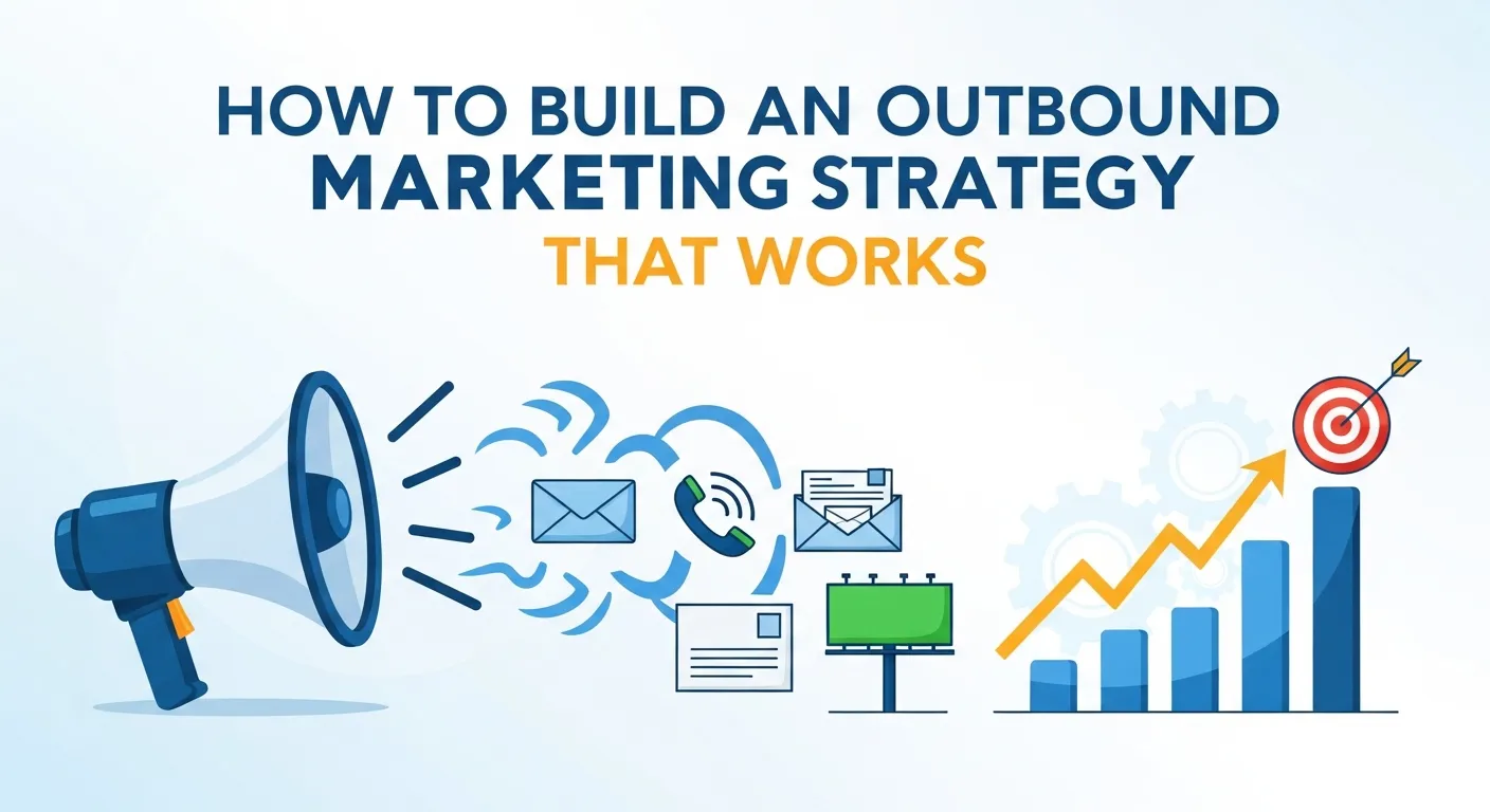 Step-by-step graphic showing how to build an outbound marketing strategy that works, including audience targeting, messaging, channel selection, and performance tracking.