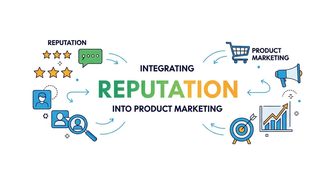 Product marketing team integrating online reputation and customer testimonials to prevent outbound marketing fail