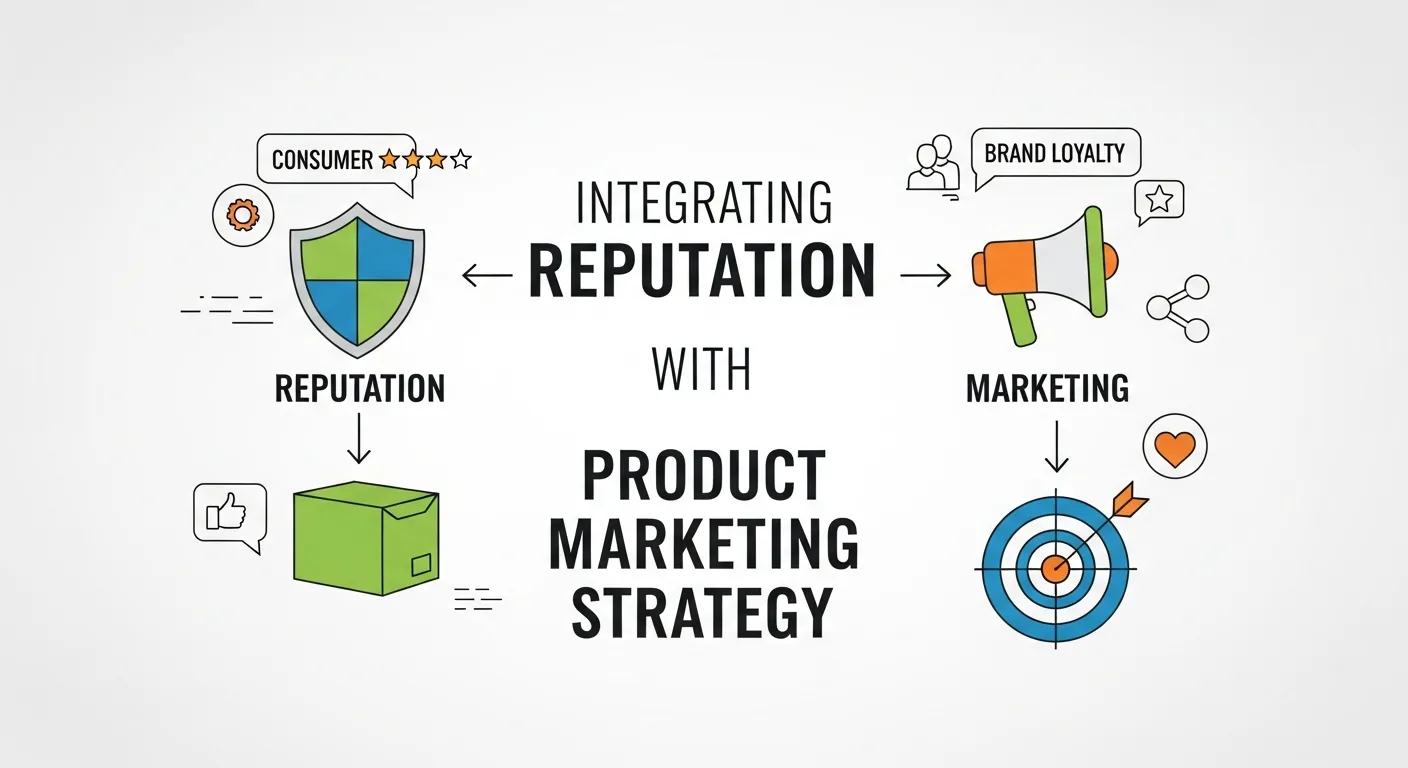 Marketing team collaborating on integrating online reputation strategy with outbound and product marketing campaigns.