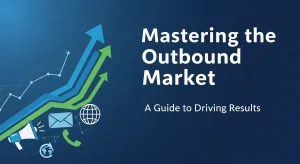 Business team analyzing outbound marketing strategies with digital charts, email campaigns, and advertising visuals to drive sales results and brand growth
