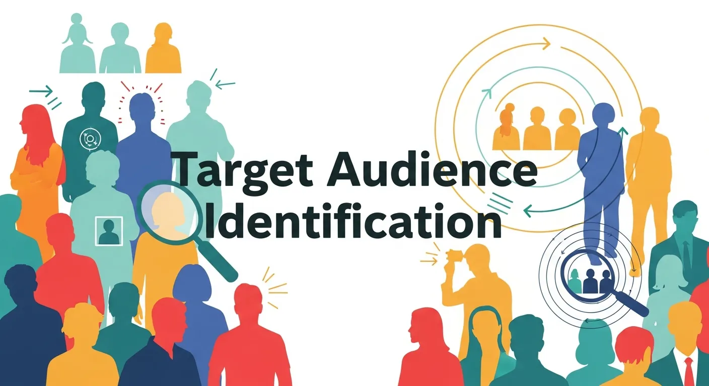 Target audience identification process for an outbound marketing strategy, showing how B2B businesses define ideal customer profiles and buyer personas