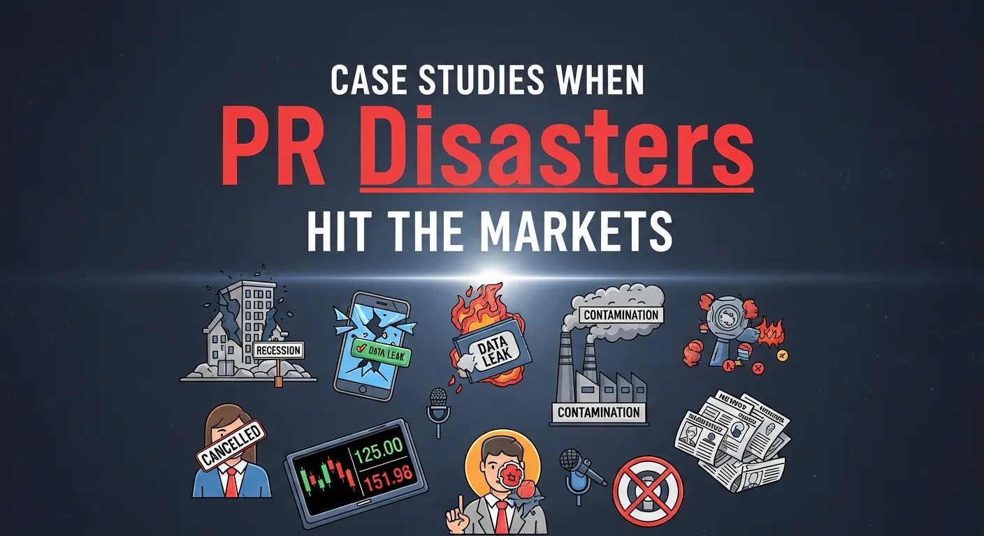 Graph showing PR crises in stock prices caused by negative corporate headlines and investor reactions.