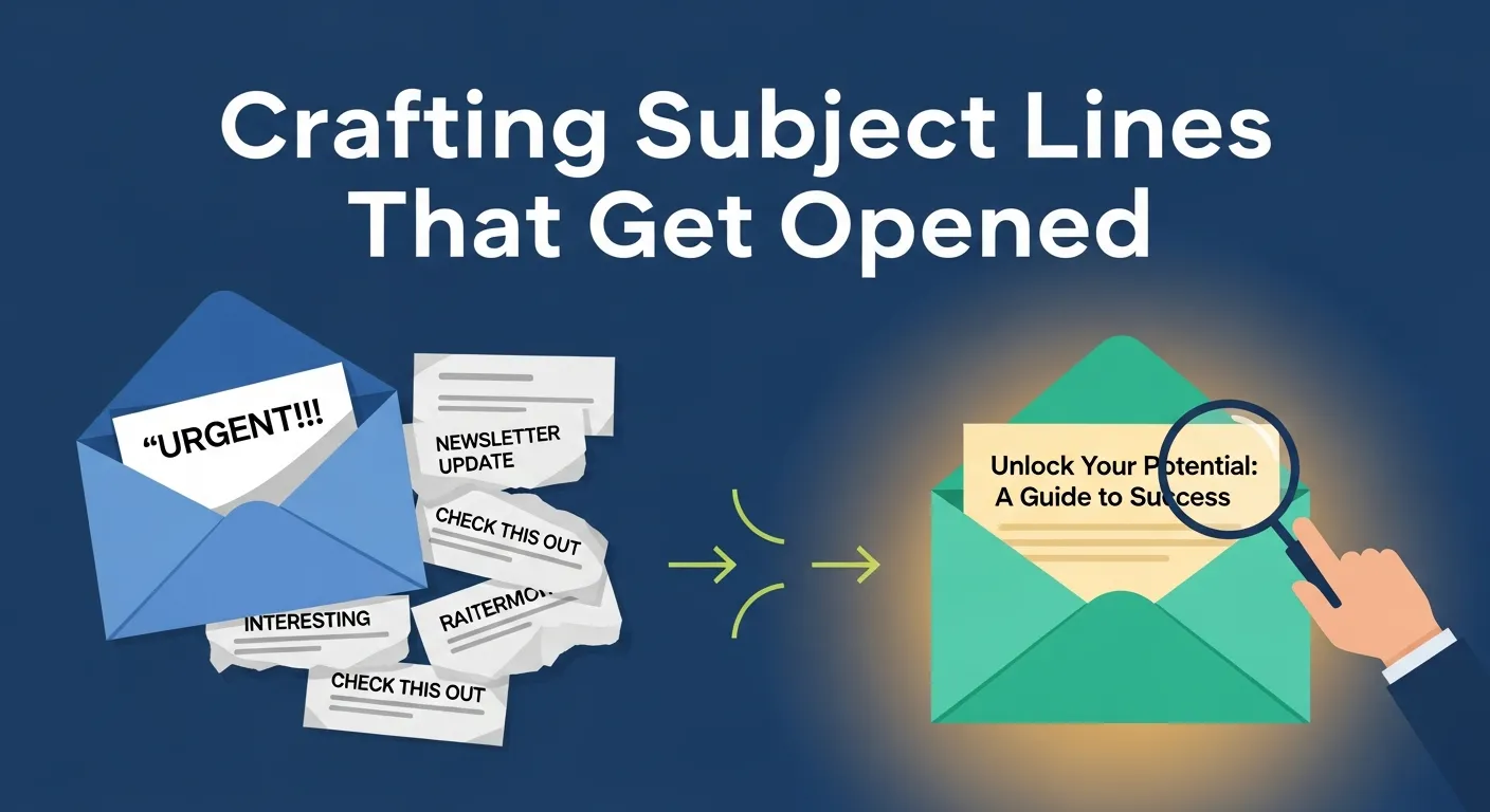 Professional creating compelling email subject lines to boost open rates — showcasing best practices for outbound messaging that captures attention in crowded inboxes