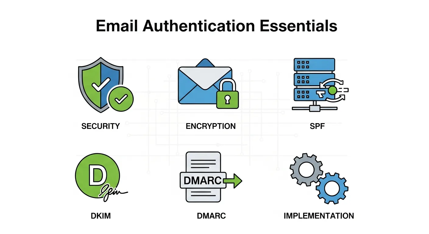 Email authentication protocols SPF DKIM DMARC setup to prevent domain blacklisted issues