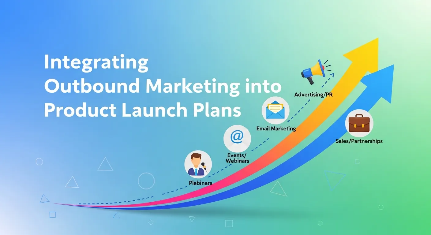 Product launch marketing timeline illustrating outbound marketing integration across pre-launch, launch, and post-launch stages